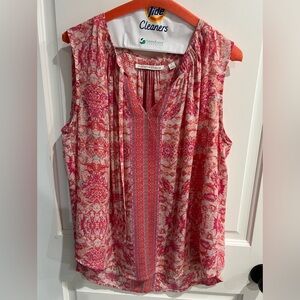 Violet & Claire Pink and White Sleeveless Blouse